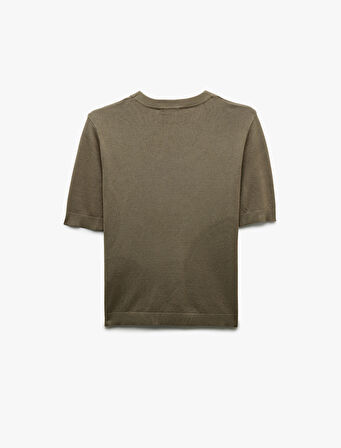 Kısa Kollu Bisiklet Yaka Viskon Triko Kazak