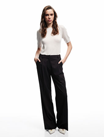 Kısa Kollu Bisiklet Yaka Viskon Triko Kazak