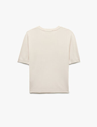 Kısa Kollu Bisiklet Yaka Viskon Triko Kazak