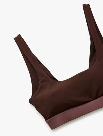 U Yaka Renk Bloklu Kolsuz Sporcu Sütyeni