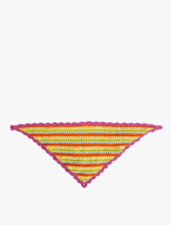 Kroşe Renkli Çizgili Üçgen Bandana