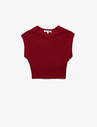 Bisiklet Yaka Kolsuz Modal Karışımlı Slim Fit Crop Kadın Tişört
