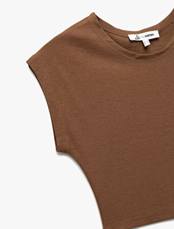 Bisiklet Yaka Kolsuz Modal Karışımlı Slim Fit Crop Kadın Tişört