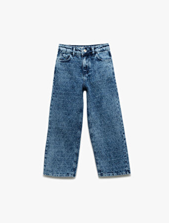 Pamuklu Geniş Paça Denim Pantolon