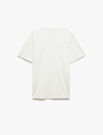 Pamuklu Kısa Kollu Bisiklet Yaka İşleme Detaylı Basic Tişört