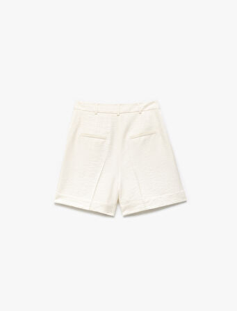 Viskon Kumaş Cepli Yüksek Bel Mini Şort