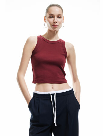 Halter Yaka Fitilli Slim Fit Crop Kadın Atlet