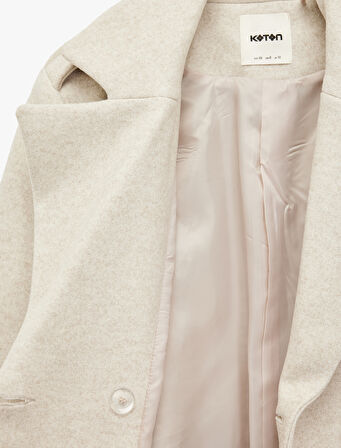 Uzun Kollu Kruvaze Kemerli Uzun Kaşe Kaban