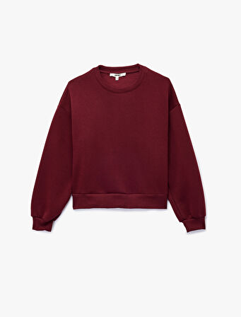 Üç İplik Şardonlu Uzun Kollu Bisiklet Yaka Basic Sweatshirt
