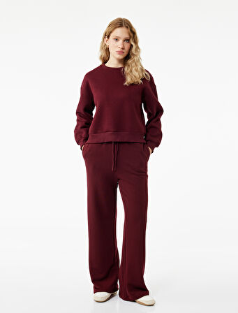 Üç İplik Şardonlu Uzun Kollu Bisiklet Yaka Basic Sweatshirt