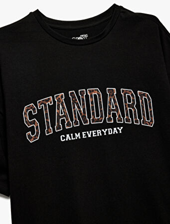 Bisiklet Yaka Yarım Kollu Baskılı Oversize Spor Tişört