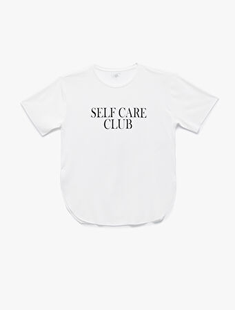 Baskılı Bisiklet Yaka Oversize Kısa Kollu Spor Tişört