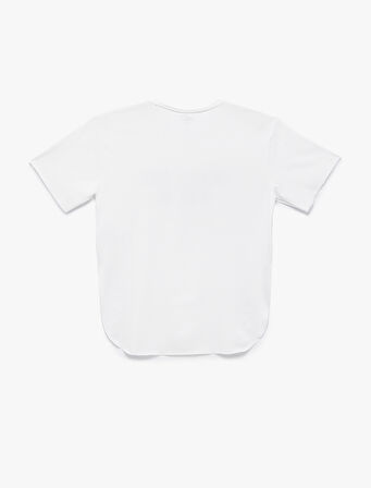 Baskılı Bisiklet Yaka Oversize Kısa Kollu Spor Tişört