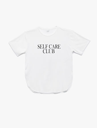 Baskılı Bisiklet Yaka Oversize Kısa Kollu Spor Tişört