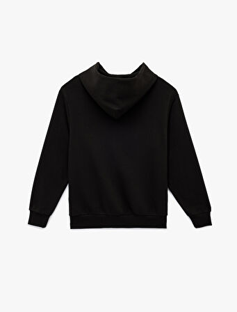 Üç İplik Uzun Kollu Kapüşonlu Basic Sweatshirt