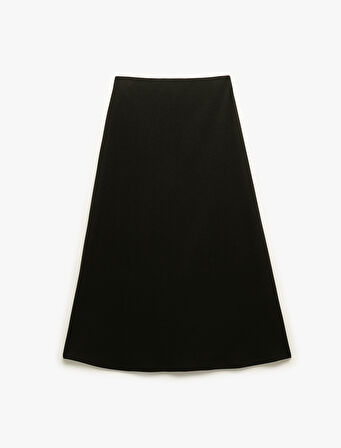 Krep Scuba Kumaş Rahat Kalıp Midi Boy A Kesim Etek