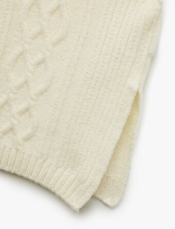 Dik Yaka Kolsuz Desenli Triko Süveter 