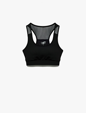 Tül Detaylı Kolsuz U Yaka Sporcu Sütyeni