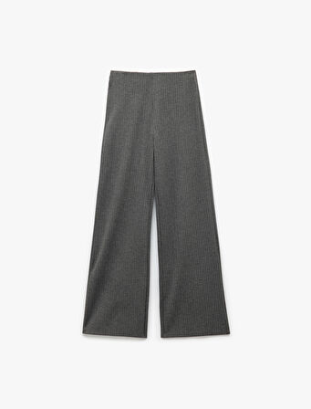 Metalik İplik Detaylı Geniş Paça Pantolon