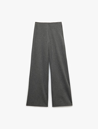 Metalik İplik Detaylı Geniş Paça Pantolon