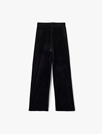 Düz Geniş Paça Kadife Palazzo Pantolon