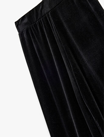 Düz Geniş Paça Kadife Palazzo Pantolon