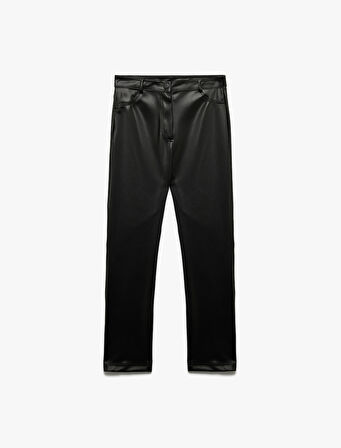 Normal Bel Slim Fit Cepli Suni Deri Pantolon