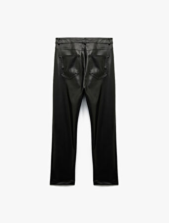 Normal Bel Slim Fit Cepli Suni Deri Pantolon