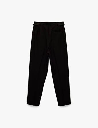 Slim Fit Yüksek Bel Kemerli Cigarette Kumaş Pantolon