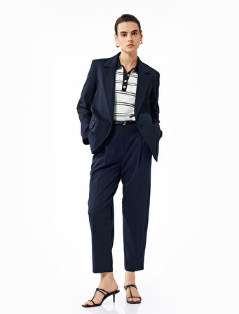 Cepli Kemerli Yüksek Bel Oversize Cigarette Pantolon