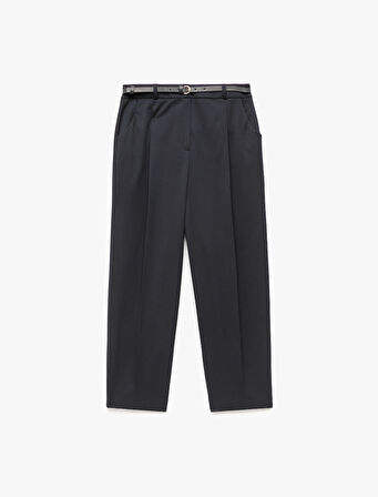 Cepli Kemerli Yüksek Bel Oversize Cigarette Pantolon