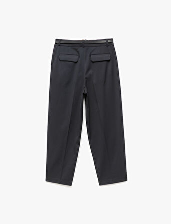 Cepli Kemerli Yüksek Bel Oversize Cigarette Pantolon