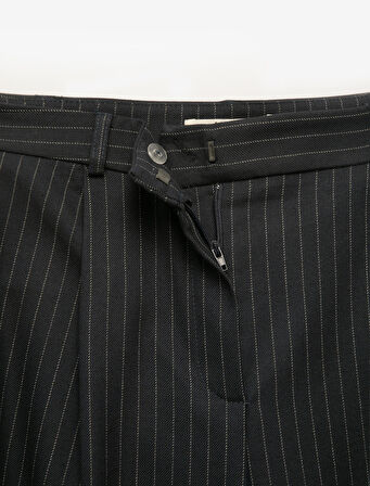 Cepli Pile Detaylı Yüksek Bel Palazzo Pantolon