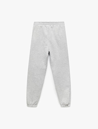 Üç İplik Şardonlu Nakışlı Cepli Beli Bağcıklı Jogger Eşofman Altı