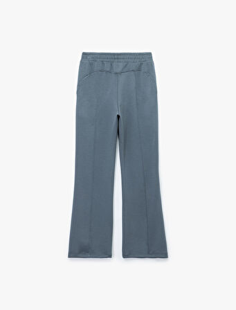 Yüksek Bel Cepli Rahat Kalıp Scuba Geniş Paça Eşofman Altı