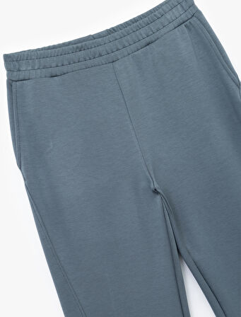 Yüksek Bel Cepli Rahat Kalıp Scuba Geniş Paça Eşofman Altı