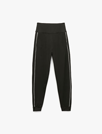 Yanları Şerit Detaylı Cepli Yüksek Bel Jogger Eşofman Altı