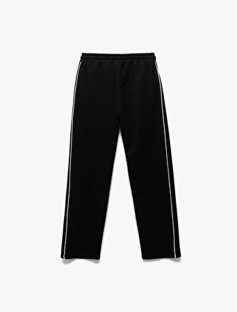 Yüksek Bel Lastikli Cep Detaylı Biyeli Oversize Geniş Paça Eşofman Altı