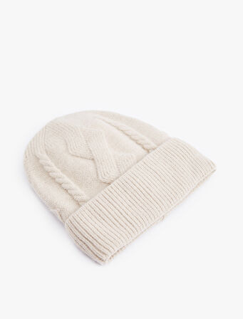 Katlı Saç Örgüsü Dokulu Örgü Bere