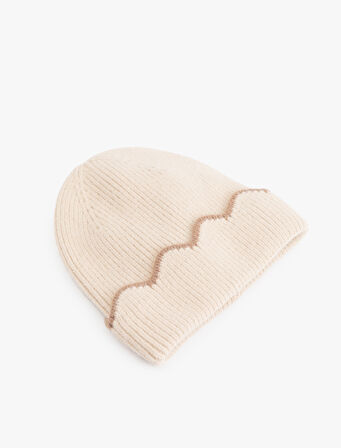 Dikiş Detaylı Katlı Örgü Bere