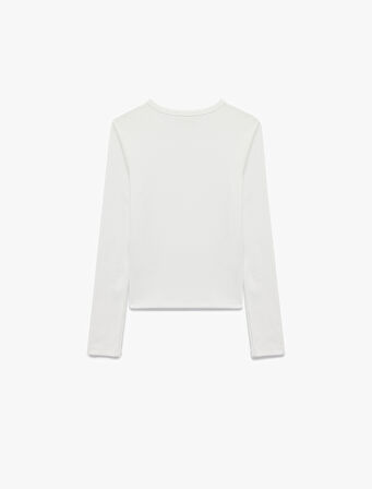 Pamuklu Slim Fit Uzun Kollu Bisiklet Yaka Basic Tişört