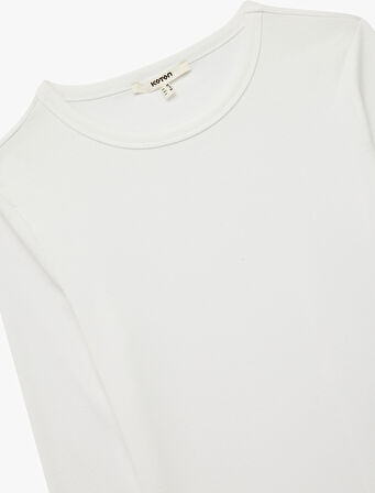 Pamuklu Slim Fit Uzun Kollu Bisiklet Yaka Basic Tişört