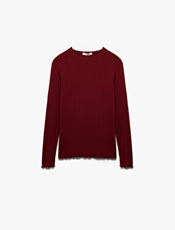 Kaşkorse Viskon Slim Fit Uzun Kollu Hafif Dik Yaka Tişört