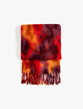 Batik Desenli Uzun Püsküllü Atkı