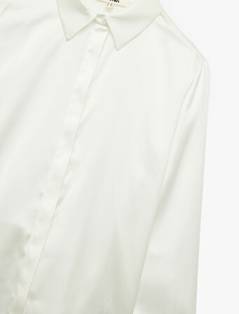 Regular Fit Uzun Kollu Klasik Yaka Saten Gömlek