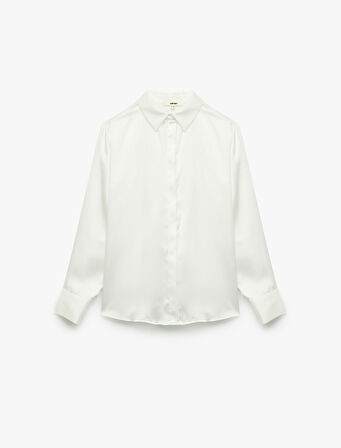 Regular Fit Uzun Kollu Klasik Yaka Saten Gömlek