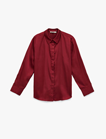 Regular Fit Uzun Kollu Klasik Yaka Saten Gömlek