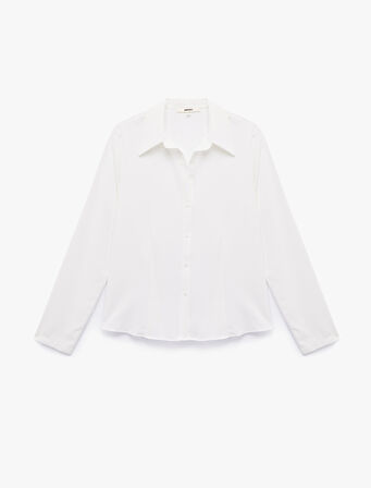 Regular Fit Uzun Kollu Klasik Yaka Saten Gömlek