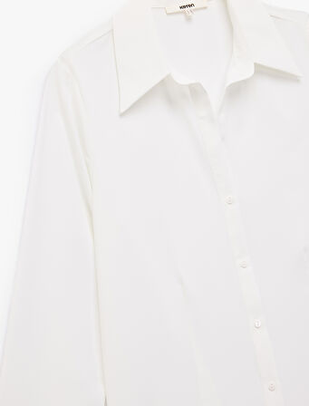 Regular Fit Uzun Kollu Klasik Yaka Saten Gömlek