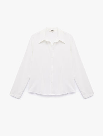 Regular Fit Uzun Kollu Klasik Yaka Saten Gömlek